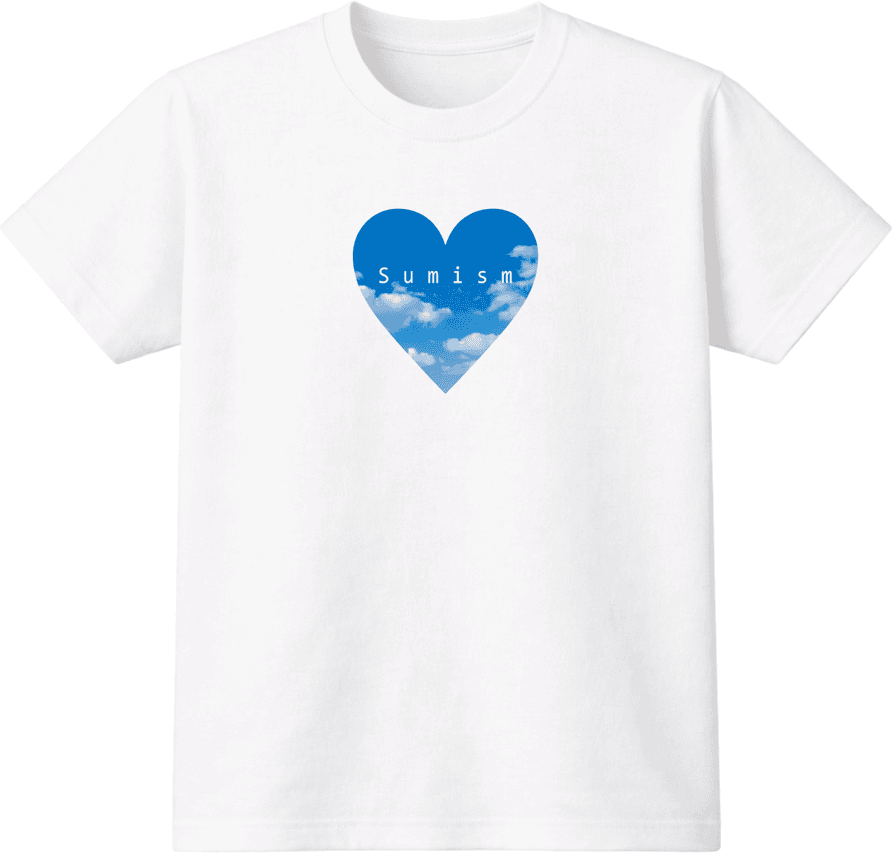 そらいろTシャツ正面 — 青空ハートグラフィック